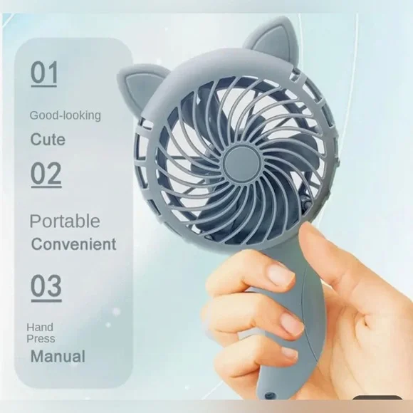 Pink Manual Powerful Cat Shaped Handheld Fan without Battery - Picture 4 of 6